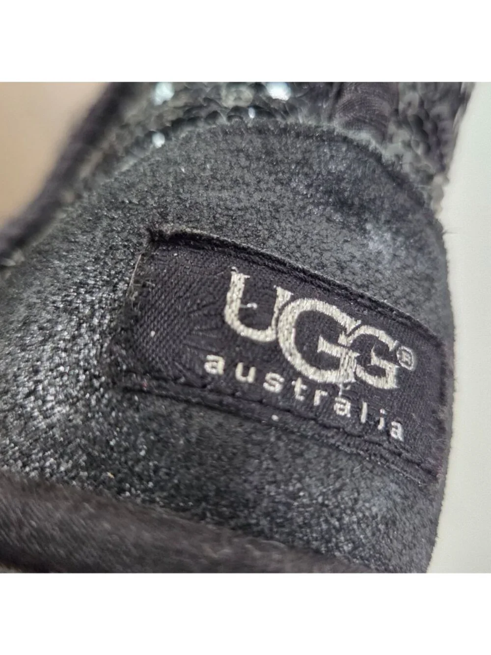 UGG Classic Short Sequin Boots Black Kids Size 5 Sparkle